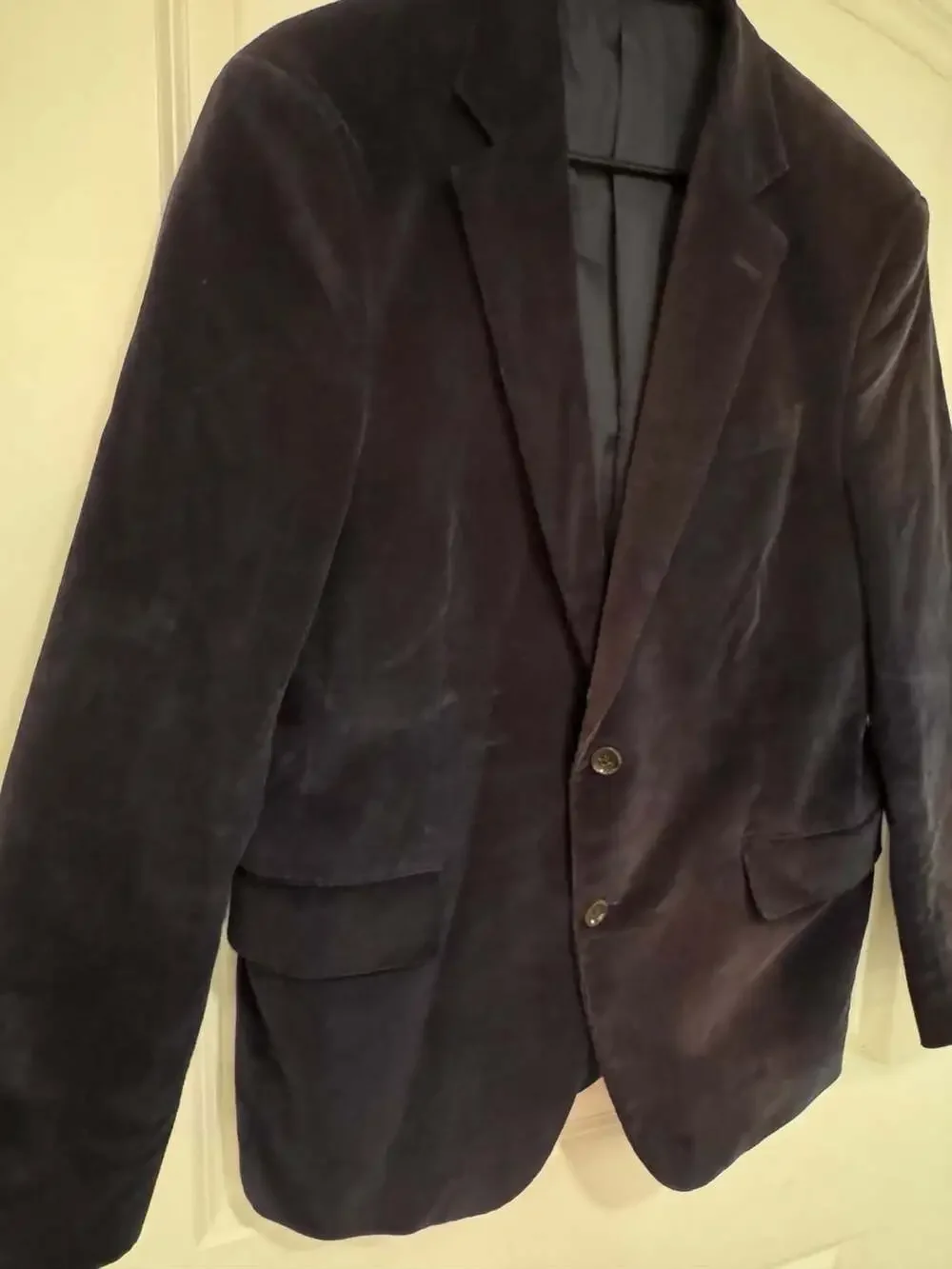 Stafford Dark Academia Navy Corduroy Sport Coat Elbow Patch 40R